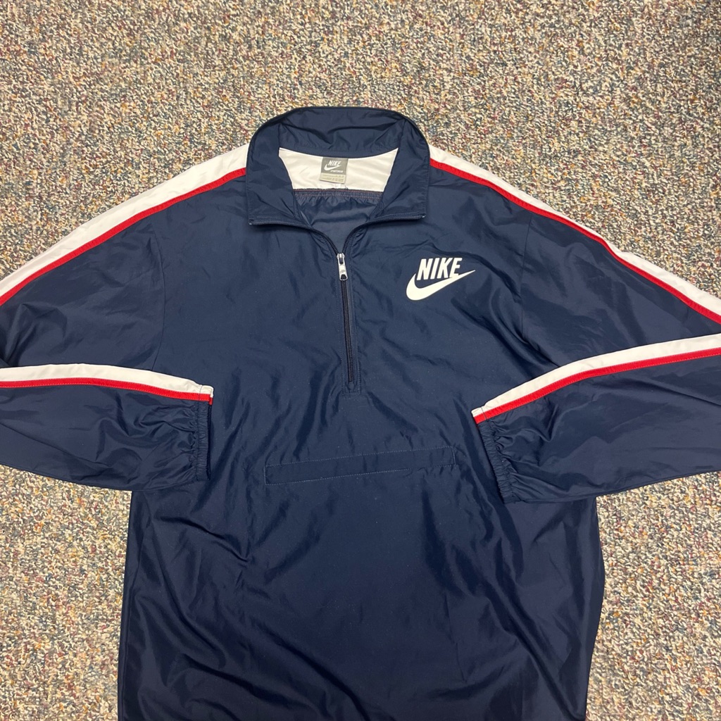 Vintage Nike Quarter Zip Windbreaker- Packable, Folds Into Pouch Large
